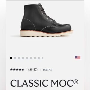 Red Wing Shoes 6-inch Classic Moc Black Lace Up Leather Boots